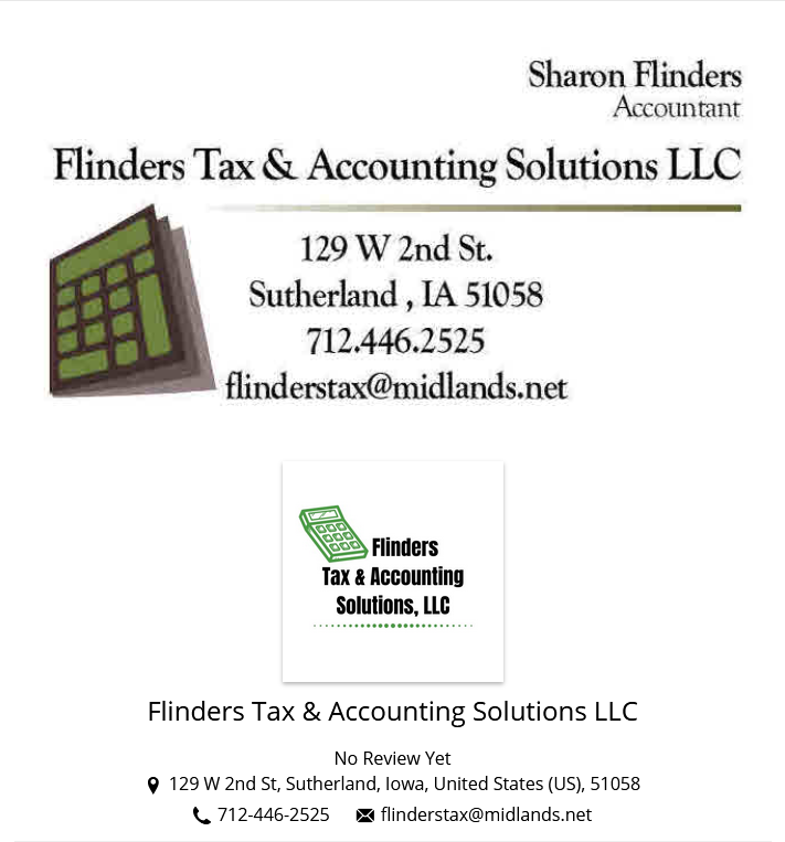 Flinders Tax & Accounting Solutions LLC Logo with contact info